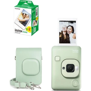 Instax Mini Liplay Hybrid Fotoğraf Makinesi 20'li Film Liplay Uyumlu Çantalı Set Yeşil
