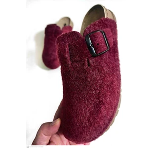 Kadın  Önü Kapalı, Tokalı,keçe Ev Terliği Günlük Terlik