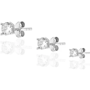 Zanaat Silver 925 Ayar Gümüş Pirlanta Montürlü 3'li Kombin Tektaş Küpe