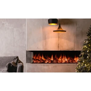 Laden 150 Üç Taraf Cam Çerçeveli Elektrikli Şömine - Isıtıcılı, Sınırsız Renkli (Rgb), Kumandalı