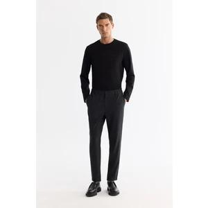 Avva Erkek Siyah Yanı Lastikli Pileli Ekose Duble Paça Slim Fit Pantolon A42Y3043