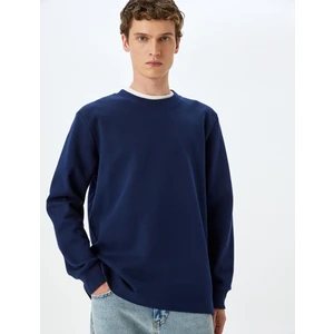 Bisiklet Yaka Pamuklu Basic Sweatshirt