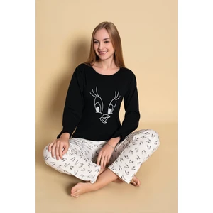 Sude Homewear Kadın Siyah Tweety Desenli Kadın Iki Iplik Pijama Takımı