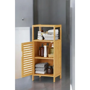 Bambu 1 Kapaklı 2 Raflı Çok Amaçlı Banyo Düzenleyici Organizer Dik Dolap DB-0043