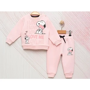 Little Pumpkin Kız Bebek Snoopy Baskılı Şardonlu Kışlık Eşofman Takım