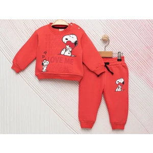 Little Pumpkin Kız Bebek Snoopy Baskılı Şardonlu Kışlık Eşofman Takım