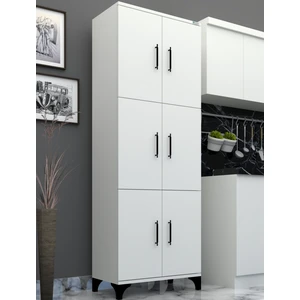 Mobilya % 100 Mdf Lam -Frenli-Çok Amaçlı Kiler Balkon Banyo 6 Kapaklı  Dolap 71 x 194 cm