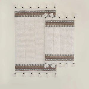 Rita 2'li Banyo Paspas Seti %100 Karde Pamuk Krem 60X90-40X60