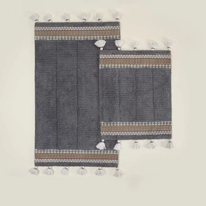 Rita 2'li Banyo Paspas Seti %100 Karde Pamuk Antrasit 60X90-40X60