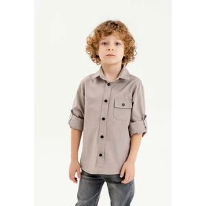 Gold Class Kidswear Cepli Katlanabilir Kol Erkek Çocuk Gömlek