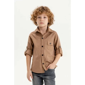 Gold Class Kidswear Cepli Katlanabilir Kol Erkek Çocuk Gömlek