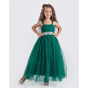 Mnk Baby & Kids Sırt Gipeli Tüllü Kız Çocuk Saten Abiye MNK0340