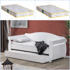 Yavrulu Yatak, Taht Yavrulu Karyola - Beyaz + 2 Adet Comfort Yatak