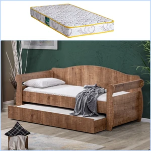 Yavrulu Yatak, Taht Yavrulu Karyola - Ceviz + 1 Adet Comfort Yatak