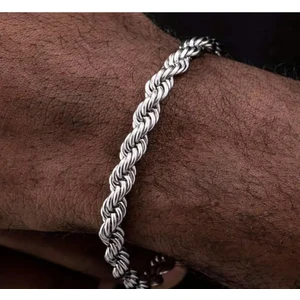 SE Jewellery Gümüş Renk Erkek Kalın Burgu Model Bileklik