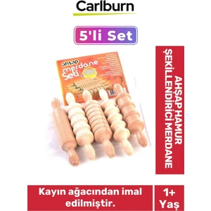 Özel Kayın Ağacından Üretilmiş Oyun Ahşap Hamur Şekillendirici Bebek Çocuk Merdane 5'li Set