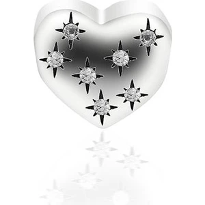 Adal Silver Kadın Gümüş Parıltılı Kalp Charm