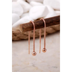 Sümer Telkari 4 mm Top Rose Gümüş Zincir Küpe 5289