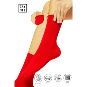 Bambu Kadın Lastiksiz Kırmızı Soket Dikişsiz Premium Çorap / Iz Bırakmaz / Sıkmayan Çorap