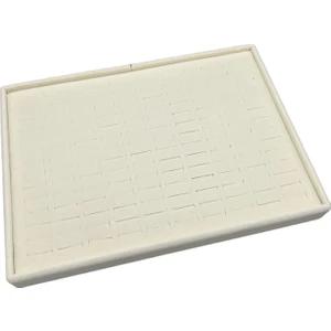 MeGass Dekor Yerli Üretim Süet Kumaş Krem Renk Batırmalı 34-24 Cm Çekmece Içi Yüzük Tabla Stand