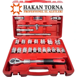 Hakan Torna 1/2 Lokma Takımı Uzatmalı Cırcır Kolu -Arm-25 Parça