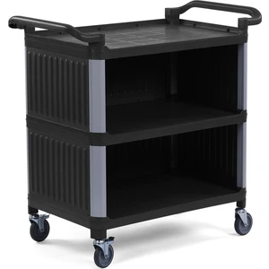 Plastik Servis Arabası 3 Katlı Kapalı Siyah