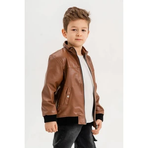 Gold Class Kidswear Fermuarlı Erkek Çocuk Deri Ceket