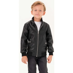 Gold Class Kidswear Fermuarlı Erkek Çocuk Deri Ceket