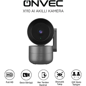 X110 Ai 2k Çözünürlük Gece Görüşlü 360° Akıllı Kamera Antrasit