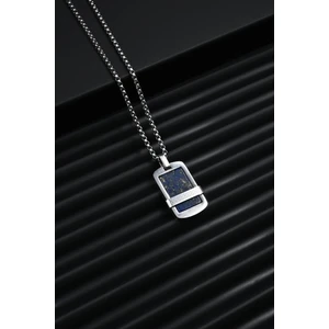 Frnch 316L Çelik ve Lapis Lazuli Doğal Taşlı Lacivert Renk Erkek Kolye FRJ30772-872-L