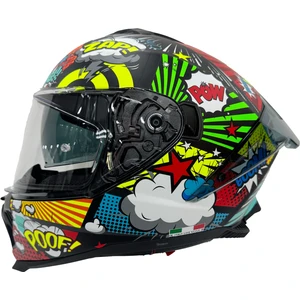 865 Boom Siyah Renkli Grafiti Desen Kask