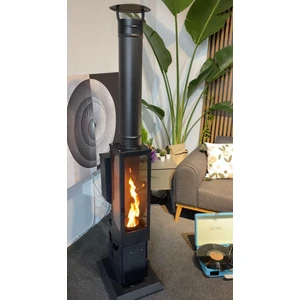 İkiz Soba Dış Mekan Pelet Sobası - 6 Kw, Ayarlanabilir Isı , 180 cm Yükseklik, Çelik Saç Malzeme