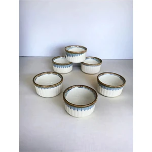 Bta 6 Lı Porselen Suffle Kabı Beyaz Mavi