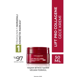Yves Rocher Gece Kremi-Sıkılaştırıcı,Dolgunlaştırıcı Bitkisel Kolajen ve Hyaluronik Bakım/ Lift Pro Collagene-48