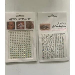 Gems Stickers 2 Kartela Birden Face Gems Yapışkanlı Yüz Taşı Seti