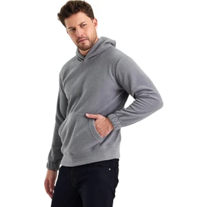 Erkek Polar Kapşonlu Kanguru Cepli Sweat