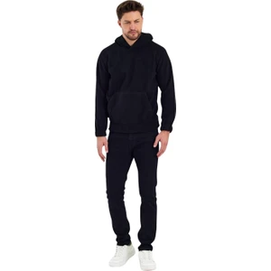 Erkek Polar Kapşonlu Kanguru Cepli Sweat