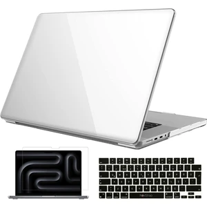 Novstrap Apple Macbook Pro 16 Inç M4 A3186 A3403 ile Uyumlu Parlak Kılıf + Siyah Klavye Kılıfı +Film