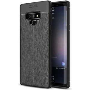 Samsung Galaxy Note 9 Kılıf Niss Deri Desen Silikon + Ekran Koruyucu