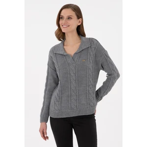 U.S. Polo Assn. Kadın Gri Melanj Kazak /Triko 50291574-VR086