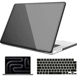 Novstrap Apple Macbook Pro 16 Inç M4 A3186 A3403 ile Uyumlu Parlak Kılıf + Siyah Klavye Kılıfı +Film