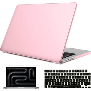 Novstrap Apple Macbook Pro 16 Inç M4 A3186 A3403 ile Uyumlu Parlak Kılıf + Siyah Klavye Kılıfı +Film
