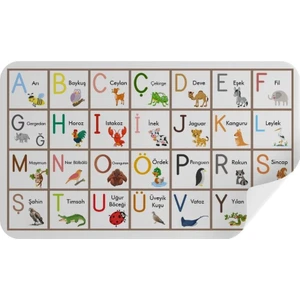 Hayvan Isimleri ile Harfleri Öğreniyorum Alfabe Çocuk Odası ve Anaokulu Duvar Stickerı