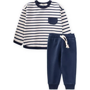 Çizgili Sweatshirt Takım 1-7 Yaş Lacivert