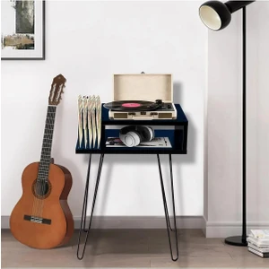 AKIS HOME Plak ve Pikap Sehpası Metal Ayaklı Siyah