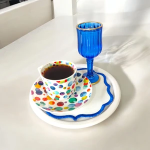 Ece Ev Modası Sunum Tepsisi Metal Tek Kişilik Dekoratif Çay, Kahve ve Pasta Servisi 17 cm