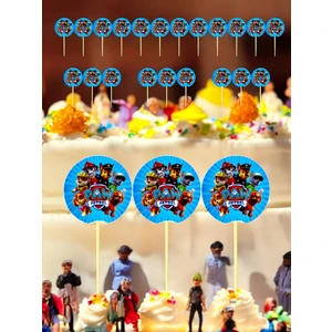 Paw Patrol Temalı 16 Adet Kürdan - Doğum Günü ve Çocuk Partileri Için Eğlenceli Süslemeler