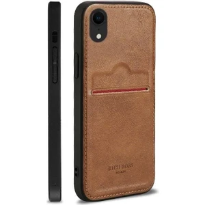 Piyasa Sepeti Xiaomi Redmi Note 8 Kartlıklı  Lüx Deri Kılıf Açık Kahve