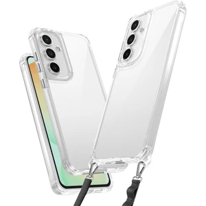 Techno Guru Samsung Galaxy A15 Kılıf Şeffaf Boyun Askılı ve Askı Aparatlı Snap Silikon Kapak