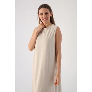 Taş-Pamuklu Bisiklet Yaka Kolsuz Içlik Elbise